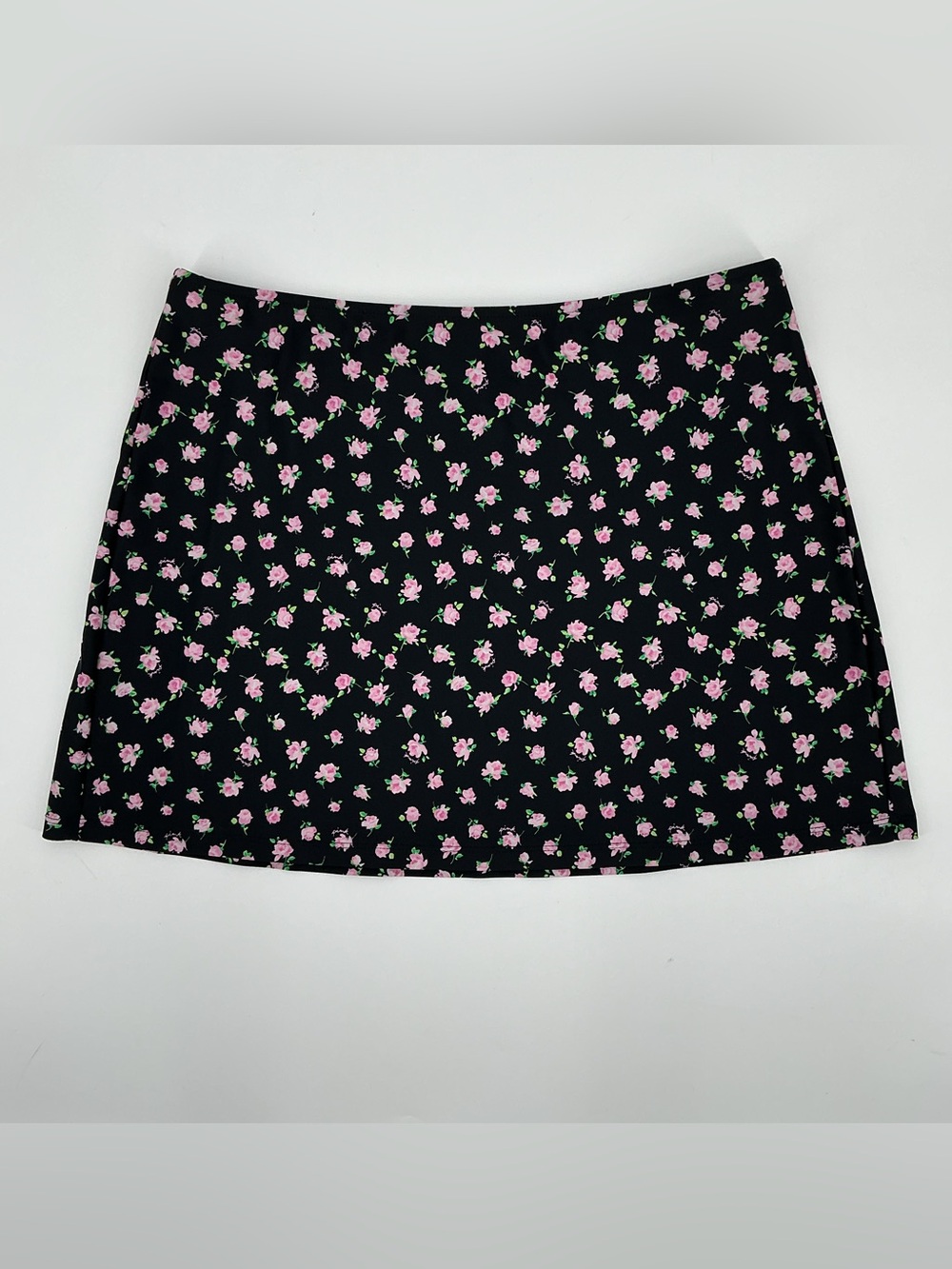 PINK Victoria's Secret Black Mini Swim Coverup with Pink Floral Rose Print